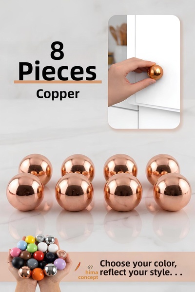 GLASWEN 8 buc. Butoane din plastic dur, bilă rotundă, cupru, mobilier pentru ...