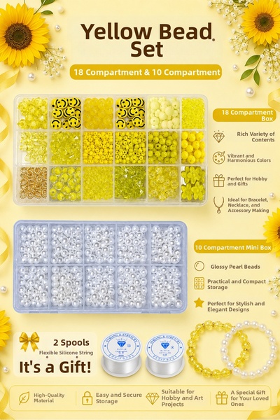 By MO Accessories مجموعة خرز أصفر وخرز لؤلؤي لصنع المجوهرات والأساور والقلائد...
