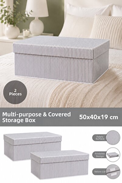Meleni Home 2 cutii de depozitare gri - 50x40x19 cm, organizator multifuncțional
