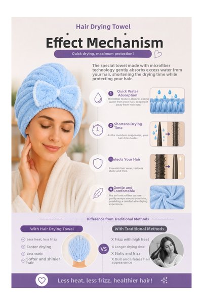 SheMask Hair Drying Cap Microfiber Towel Shower Cap Hair Cap Quick-Dry Soft Textured Hair Accessory Bath Cap Hair Care Products Women's Hair Accessories Practical Cap Towel