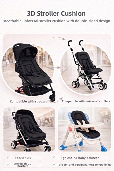 ubeybi Baby Stroller Cushion Universal 3D Mesh Breathable Anti-Sweat Stroller...