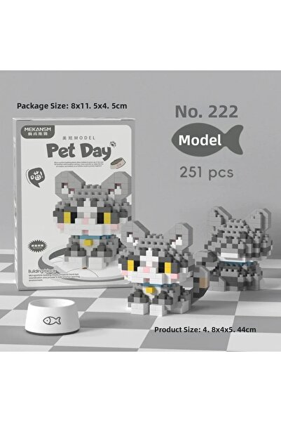 womi Pet Day Series Cute Cat No: 222 Block Building Block Figure