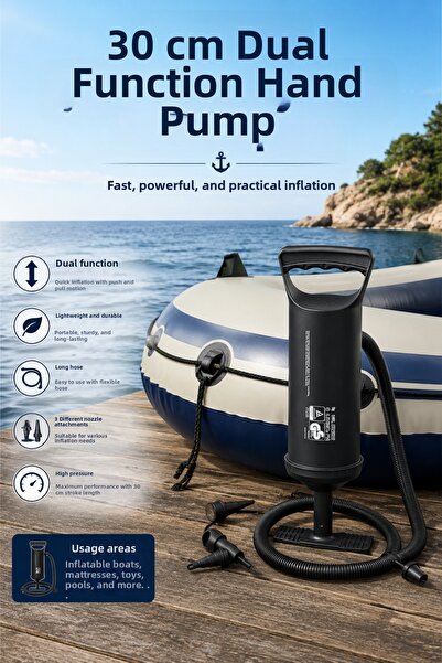 craftivio 30 cm Dual Function Hand Pump Inflatable Pool Mattress and Boat Pum...