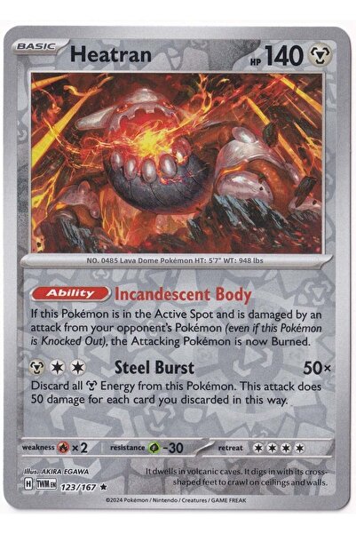 Pokemon Heatran [Reverse Holo] 123/167 - Twilight Masquerade - Card (Mint)
