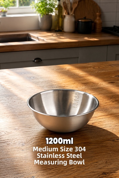 Destpak Korean Style Mixing Bowl with Scale - Professional 304 Quality Stainl...