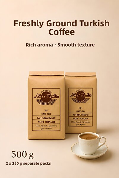Nuri Toplar Turkish Coffee 500 g 2X250 g Separate Package - Roasted on Wood F...