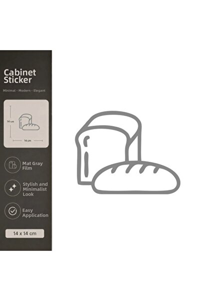 Reysa Tasarım Bread Matte Gray Decorative Foil Sticker 14X14 cm
