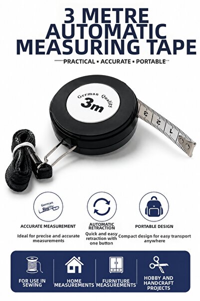 Alıç Automatic Tape Measure 3 Meters Tailor's Tape Precision Measuring Tape P...