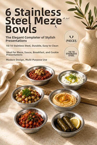 Anadolu Saray 6 Pieces Stainless Steel Sauce Bowl Seasoning Bowl Set Mini Pre...