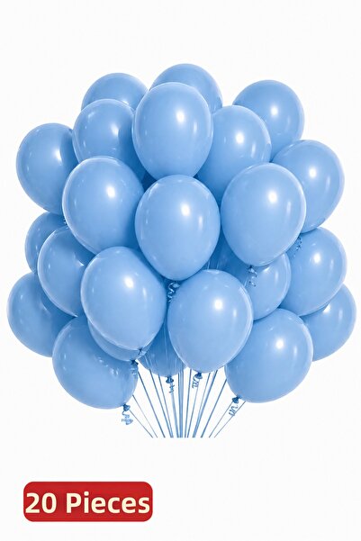 Baloncu Nene Light Pastel Baby Blue Balloon 20 Pieces Birthday Party Decorati...