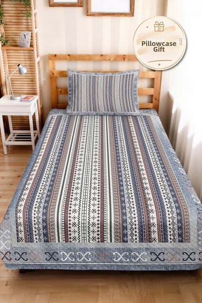 Evimde Bambaşka Blue Ethnic Geometric Youth Room Single Pique Set - Bohemian ...