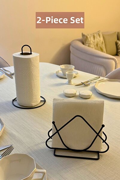 Edora Home Set of 2 Black Triangle Napkin Holders Upright Paper Towel Holders...