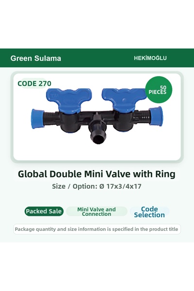 HEKİMOĞLU Spherical Double Mini Valve with Ring Ø 17X3/4X17 50 Pieces Package...