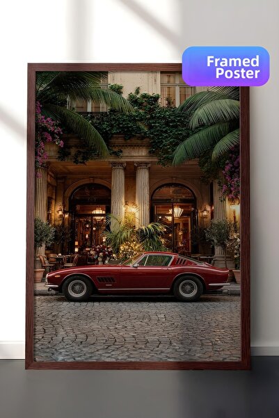 Postifull Poster clasic cu mașini, poster înrămat maro, seria Old Money, NR:1...
