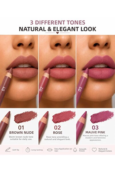 VitaMood Yaşam Lip Liner Set |   Thick Tip Matte Lip Liner, Soft Version,01-0...