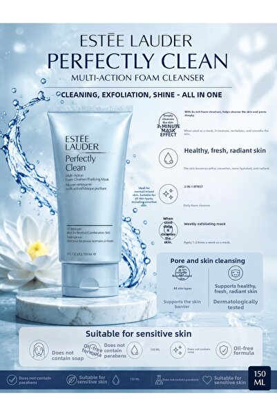 Estee Lauder Perfectly Clean 2-in-1 Foam Cleanser and Purifying Mask That Mai...