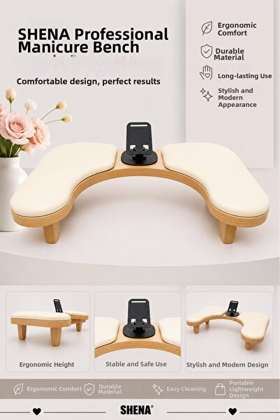 ARLOVİS Manicure Table U Type Table with Phone Holder - Nail, Hand & Arm Rest...