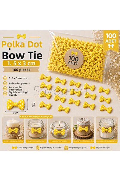 SavBrand 100 Pieces Polka Dot Bow 1.5X3 cm Gift Package Decoration Ribbon Bow...