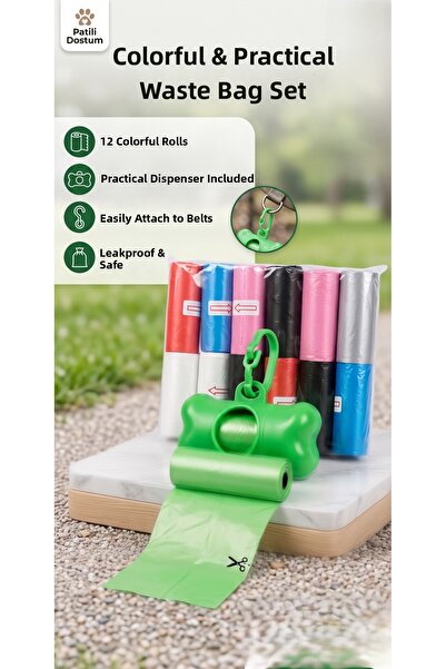 ÇıraPet Cat - Dog Poop Bag - Bag Carrier and 12 Rolls