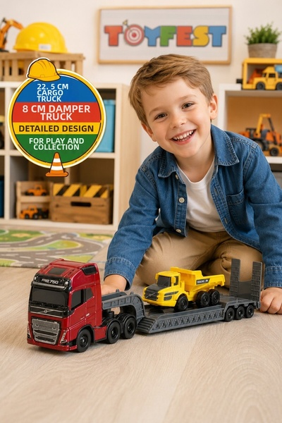 TOYFEST Volvo Fh16 Carrier Truck and Engineering Vehicle Set Red Tow Truck Ye...