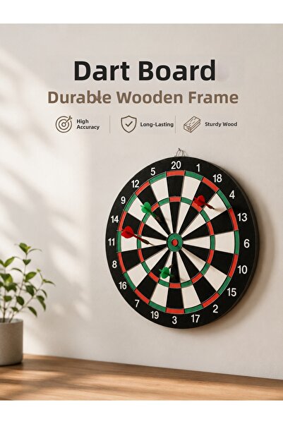 teknodayım Dart Board with Sturdy Wooden Body Suitable for Use in Homes, Offi...