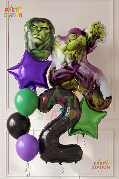 Parti Station Avengers Hulk Balloon 2 Year Old Set 8 Piece Hulk Birthday Set