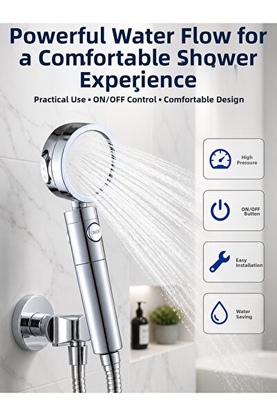 Marsilyan Bathroom Shower Head with Waterfall Mist and Massage Features Ilkel...