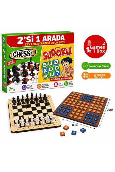 W-Design 2-Pack Educational and Fun Boxed Brain Teasers Chess+Sudoku in One Box