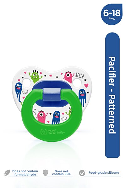 Wee Baby Patterned Soft Silicone Tip Orthodontic Pacifier 6-18 Months Green