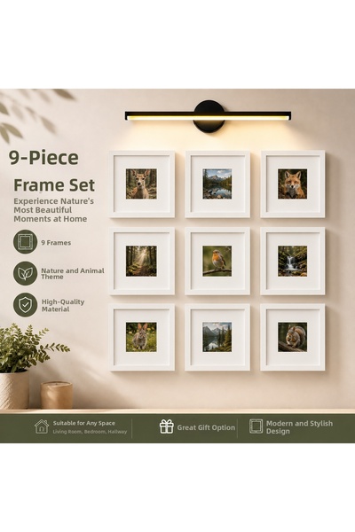 homeliva 9 Pieces 20X20 cm Pvc Glass Snap Frame Black