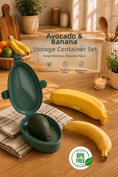 Porsima Avocado & Banana Storage Container Set of 2 Freshness Preservers