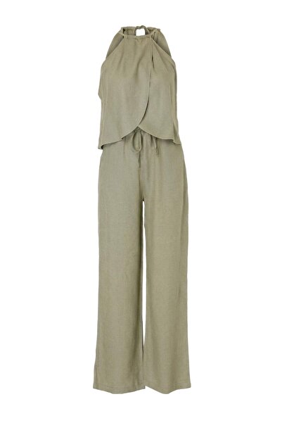 Trendyol Collection طقم بنطلون وبلوزة شاطئية طويلة منسوجة باللون الكاكي TBESS...