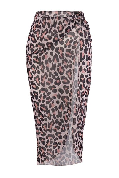 Trendyol Collection Multicolor Animal Midi Woven 100% Polyester Pareo Tbess26...