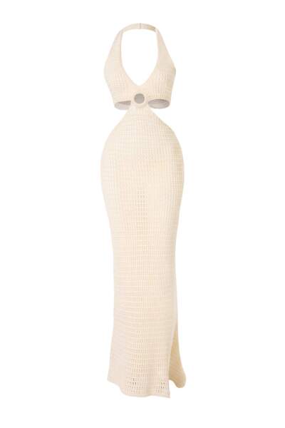 Trendyol Collection Ecru Knitwear Openwork Maxi Cut Out Detailed Beach Dress ...
