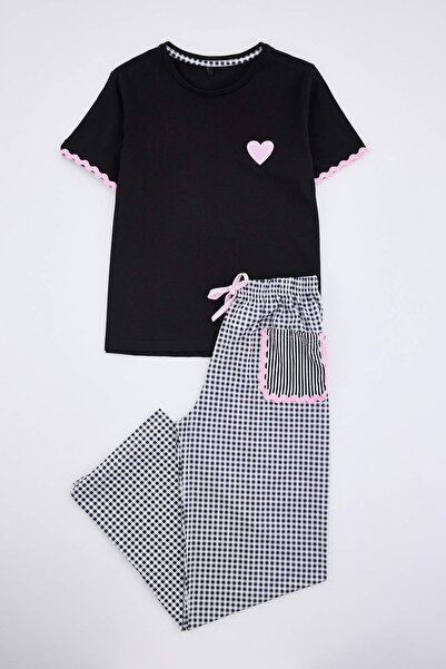 Trendyol Collection Black Polyester - Elastane Plaid / Checkered Striped Sing...