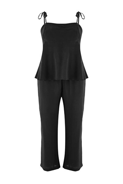 Trendyol Curve Black Woven Large Size Bottom - Top Set