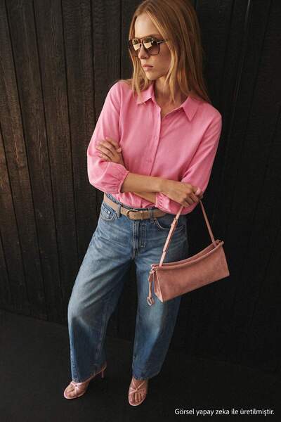 Trendyol Collection Pink Basic Woven Shirt Twoss26Go00228