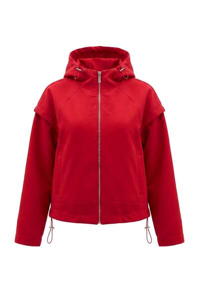 Trendyol Collection Red Oversize Hooded Summer Jacket Coat Twoaw27Mo00094