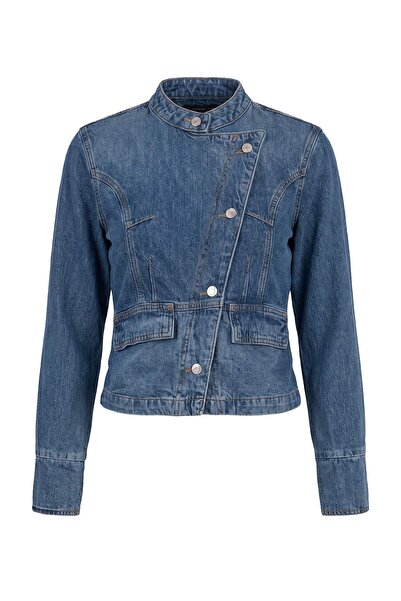 Trendyol Collection سترة دنيم زرقاء بصف أزرار مزدوج TWOAW27CE00030
