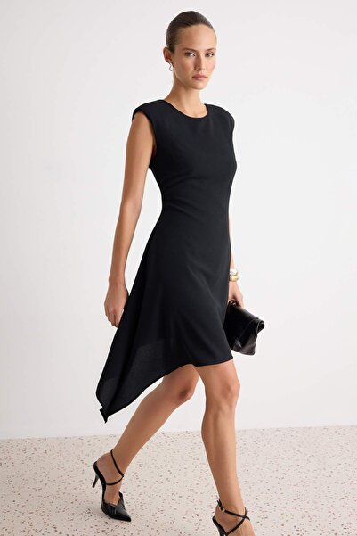 Trendyol Collection Black Asymmetrical Hem Detailed A-Line/ Bell Form Short /...