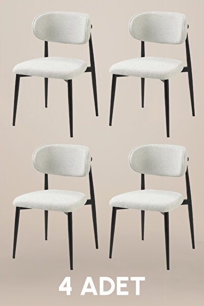 MYMASSA Luna Sandalye - Mense Kumaş - Metal İskelet (4 Adet) - Salon Sandalye...