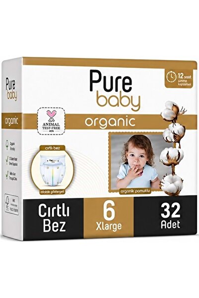 Pure Baby Organic Baby Diapers Size 6 15-27 kg Extra Large 32 Pieces Economic...