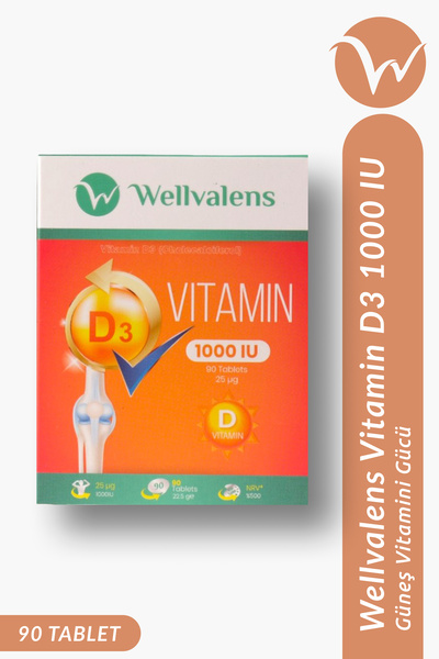 Wellvalens D3 Vitamini 1000 IU 90 Tablet Günlük D Vitamini Takviyesi