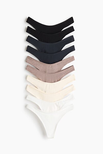 H&M 10'lu Pamuklu Thong Külot