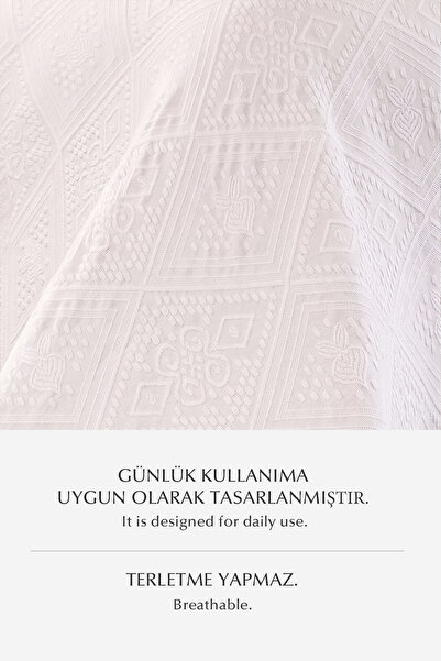 Evien Home %100 Pamuk Çift Kişilik Yatak Örtüsü Pike Takımı Astori 230x240 cm Yumuşak