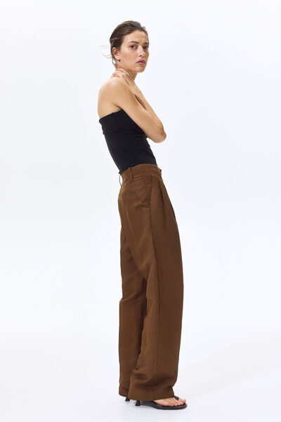 H&M Keten Karışımlı Daralan Pantolon