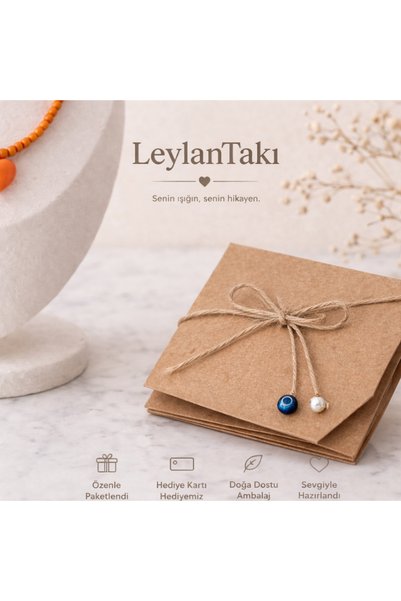 LeylanTakı Women's Blue Natural Turquoise Stone Double Combination Bijouterie Gift Necklace