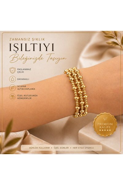 angelloop Sarmal Esnek Gold Çelik Bilezik -Kıvrımlı Gold Bileklik | Mikrofibe...