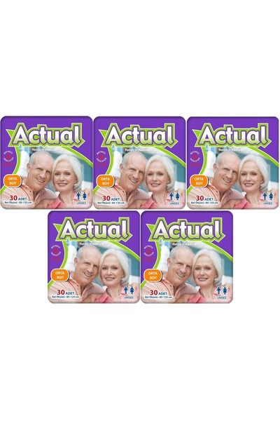 ACTUEL Actual Yetişkin Bezi Bel Bantlı m - Medium - Medium 150 Pieces (5Pk*30)