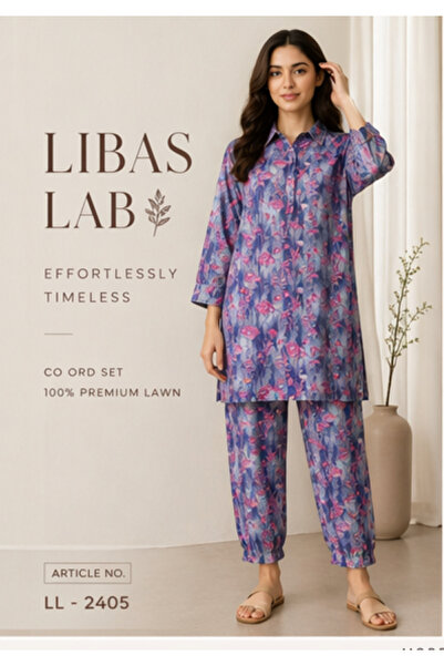 Libas lab طقم علوي وسفلي - أزرق وأرجواني